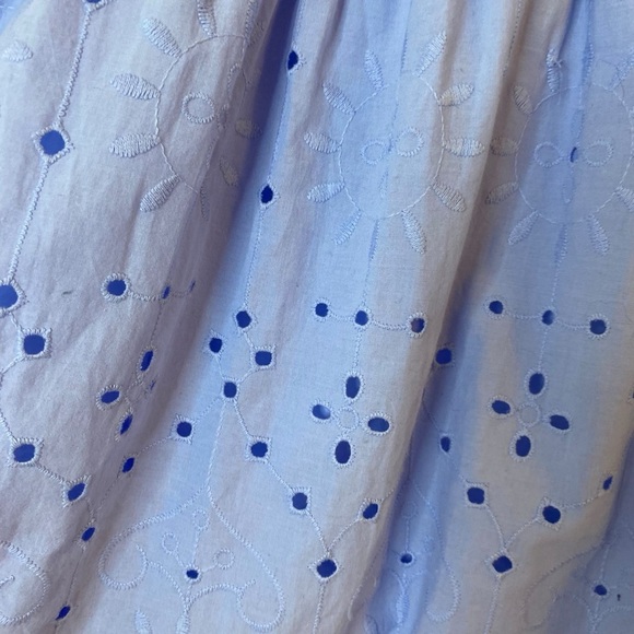 LOFT blue eyelet smocked neck blouse - Picture 7 of 7